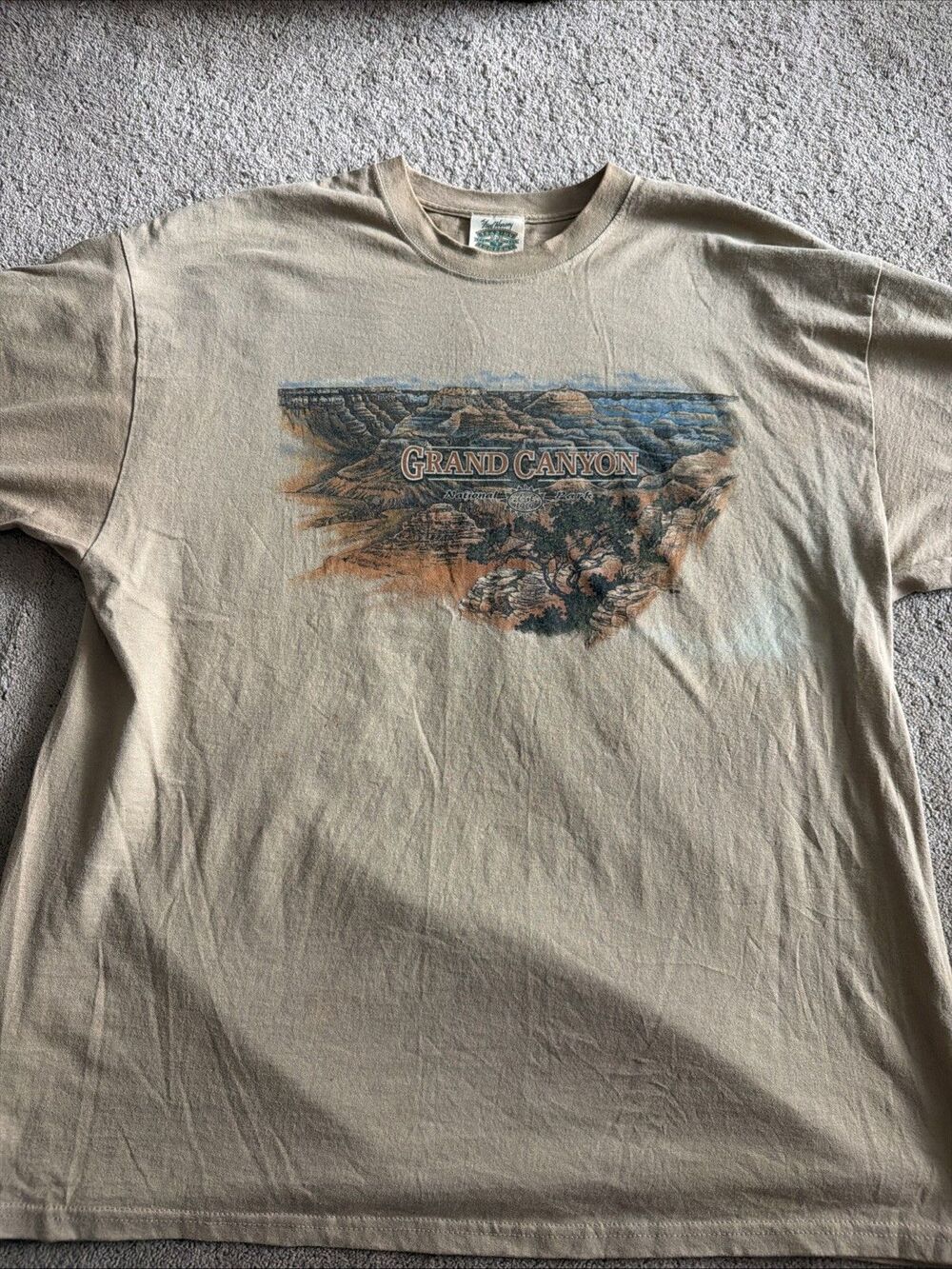 Vtg Tan Fred Harvey Trading Company Grand Canyon National Park T-shirt Mens 2XL